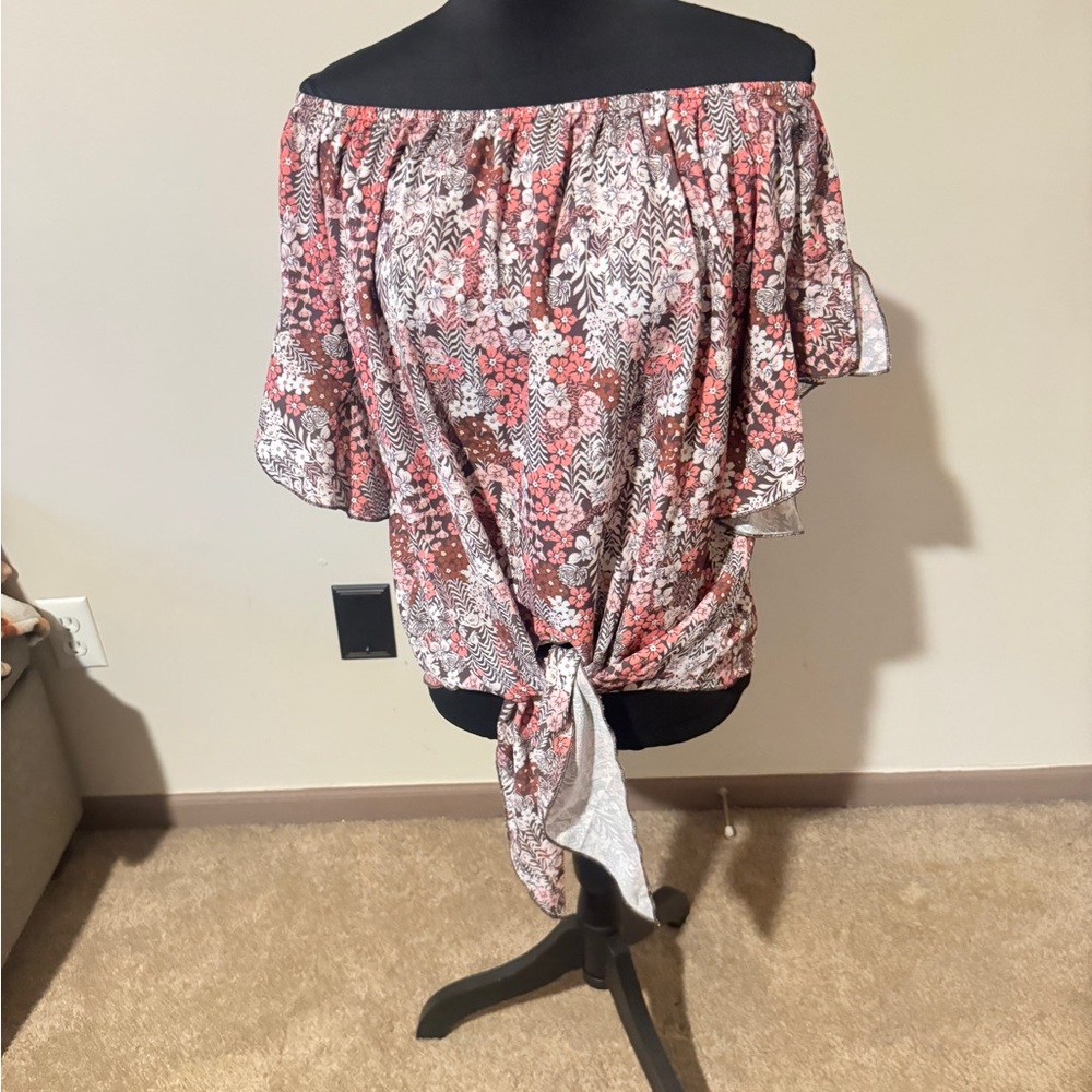 Lucky More Pink Ruffled Flutter Sleeve Blouse